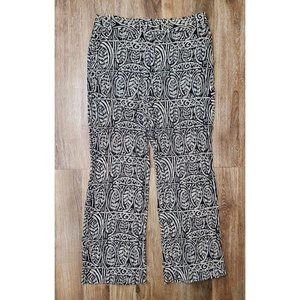 Ann Taylor Loft Women's 10P Petite Wide Leg Black & White Pattern Pants Rayon
